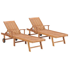 vidaXL Sun Loungers 2 pcs Solid Teak Wood | SKU: 3073169 | Barcode: 8720286449387