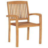 vidaXL Stacking Garden Chairs 4 pcs Solid Teak Wood | SKU: 3073207 | Barcode: 8720286449769