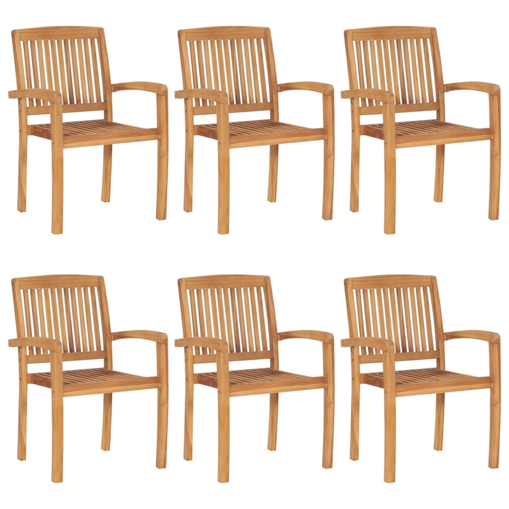 vidaXL Stacking Garden Chairs 6 pcs Solid Teak Wood | SKU: 3073208 | Barcode: 8720286449776