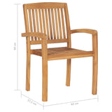 vidaXL Stacking Garden Chairs 6 pcs Solid Teak Wood | SKU: 3073208 | Barcode: 8720286449776