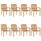 vidaXL Stacking Garden Chairs 8 pcs Solid Teak Wood | SKU: 3073209 | Barcode: 8720286449783