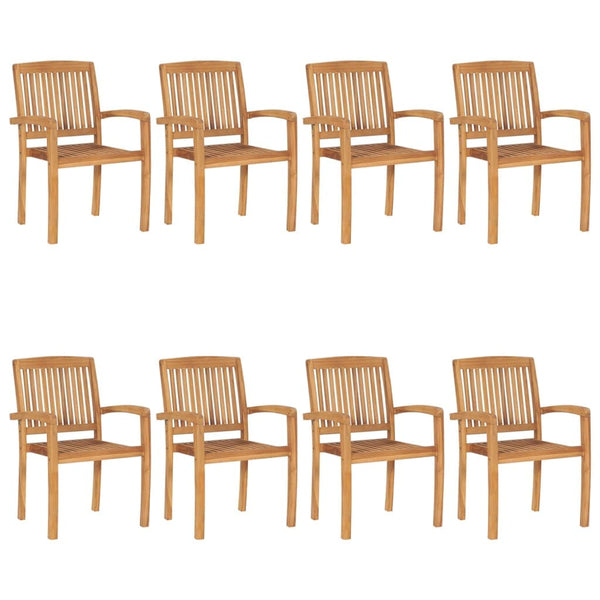 vidaXL Stacking Garden Chairs 8 pcs Solid Teak Wood | SKU: 3073209 | Barcode: 8720286449783