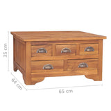 vidaXL Coffee Table With Flip Top 65x64x35 cm Solid Teak Wood | SKU: 332853 | Barcode: 8720286506813