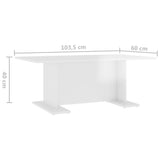 vidaXL Coffee Table High Gloss White 103.5x60x40 cm Chipboard | SKU: 806846 | Barcode: 8720286560471