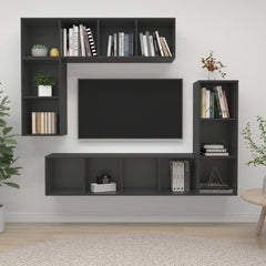 VidaXL Grey Chipboard 4 Piece Hanging TV Cabinet Set | SKU: 3079819 | UPC: 8720286591222 | Weight: 79.5kg