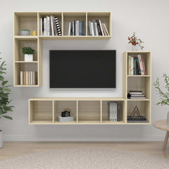 VidaXL Sonoma Oak Chipboard 4 Piece Hanging TV Cabinet Set | SKU: 3079820 | UPC: 8720286591239 | Weight: 79.5kg