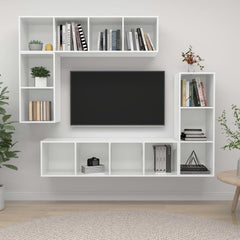 VidaXL High Gloss White Chipboard 4 Piece Hanging TV Cabinet Set | SKU: 3079823 | UPC: 8720286591260 | Weight: 79.5kg
