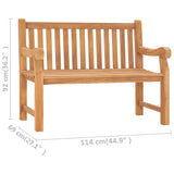 vidaXL Garden Bench 114 cm Solid Teak Wood | SKU: 316638 | Barcode: 8720286597491