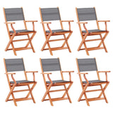 vidaXL Folding Garden x6 Chairs Grey Solid Eucalyptus Wood & Textilene | SKU: 3086964 | Barcode: 8720286700587