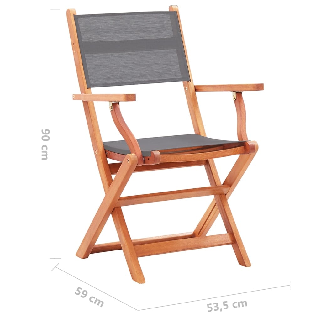 vidaXL Folding Garden x6 Chairs Grey Solid Eucalyptus Wood & Textilene | SKU: 3086964 | Barcode: 8720286700587