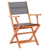 vidaXL Folding Garden x8 Chairs Grey Solid Eucalyptus Wood & Textilene | SKU: 3086965 | Barcode: 8720286700594