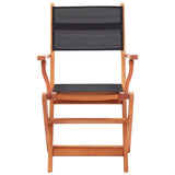 vidaXL Folding Garden x6 Chairs Black Solid Eucalyptus Wood & Textilene | SKU: 3086966 | Barcode: 8720286700600