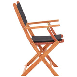 vidaXL Folding Garden x6 Chairs Black Solid Eucalyptus Wood & Textilene | SKU: 3086966 | Barcode: 8720286700600