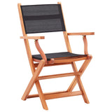 vidaXL Folding Garden x8 Chairs Black Solid Eucalyptus Wood & Textilene | SKU: 3086967 | Barcode: 8720286700617