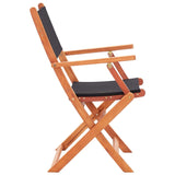 vidaXL Folding Garden x8 Chairs Black Solid Eucalyptus Wood & Textilene | SKU: 3086967 | Barcode: 8720286700617
