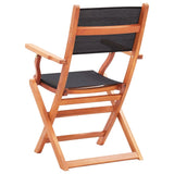 vidaXL Folding Garden x8 Chairs Black Solid Eucalyptus Wood & Textilene | SKU: 3086967 | Barcode: 8720286700617