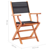 vidaXL Folding Garden x8 Chairs Black Solid Eucalyptus Wood & Textilene | SKU: 3086967 | Barcode: 8720286700617