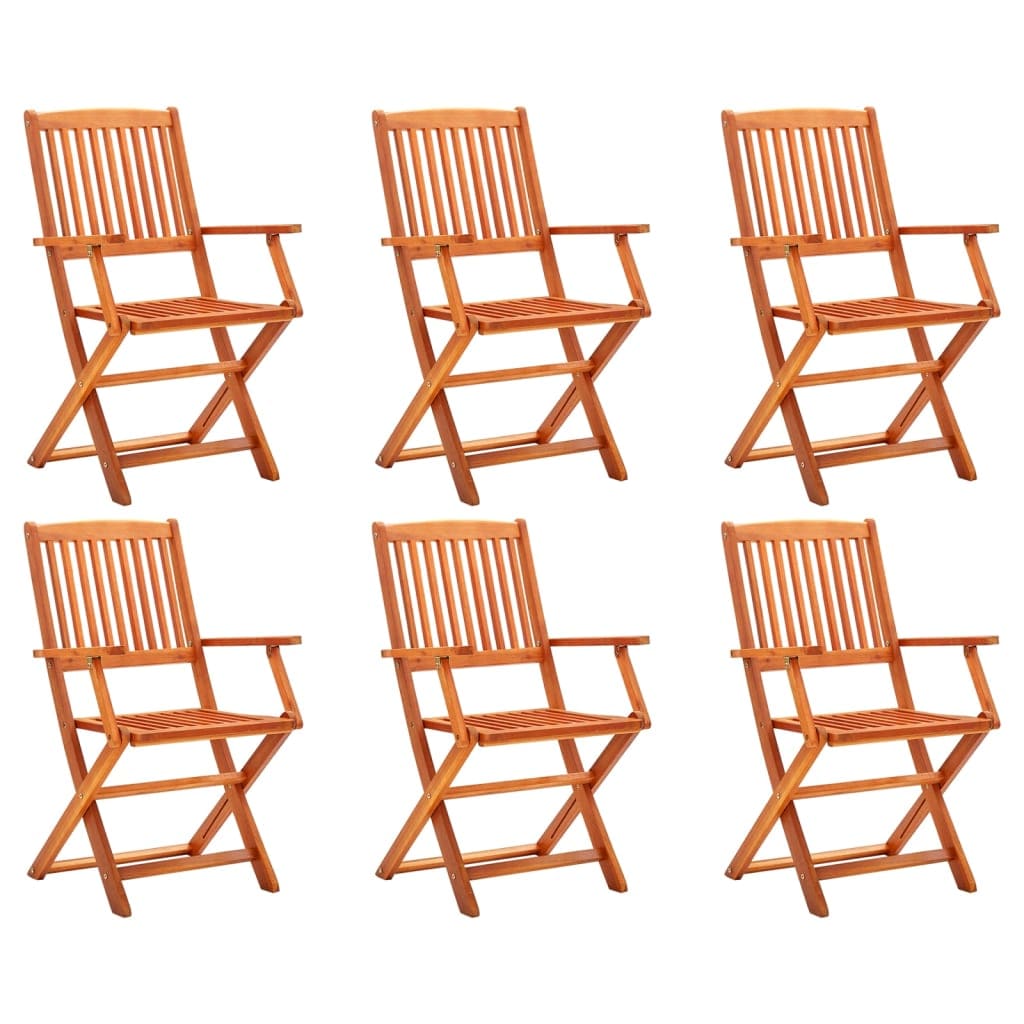 vidaXL Folding Garden Chairs 6 pcs Solid Eucalyptus Wood | SKU: 3087147 | Barcode: 8720286703199