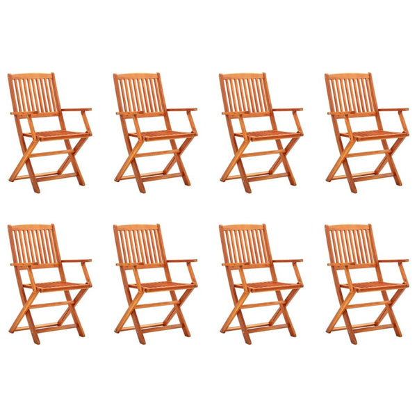 vidaXL Folding Garden Chairs 8 pcs Solid Eucalyptus Wood | SKU: 3087148 | Barcode: 8720286703205