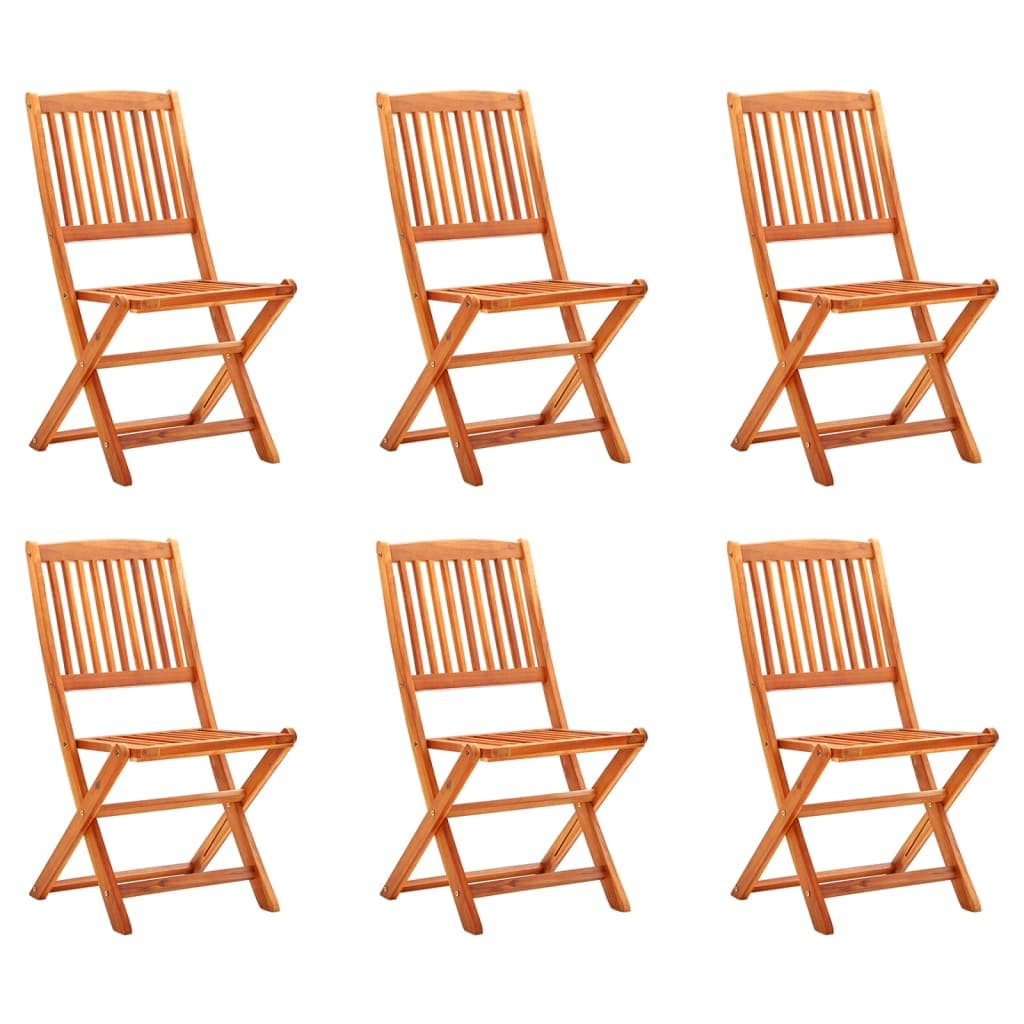 vidaXL Folding Garden Chairs 6 pcs Solid Eucalyptus Wood | SKU: 3087149 | Barcode: 8720286703212