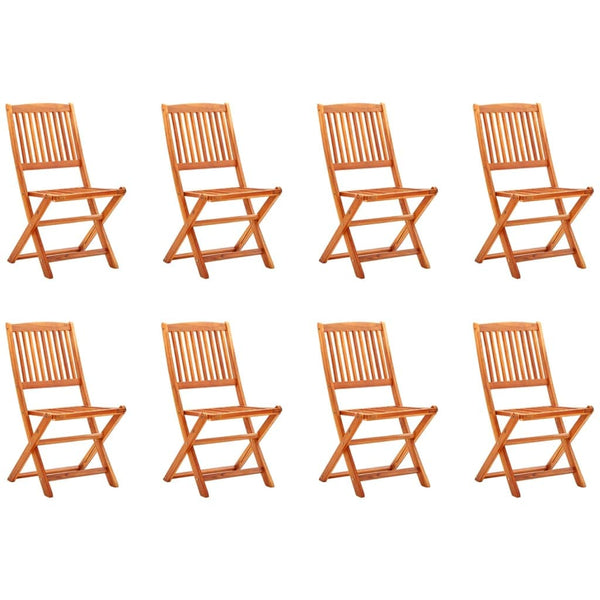 vidaXL Folding Garden Chairs 8 pcs Solid Eucalyptus Wood | SKU: 3087150 | Barcode: 8720286703229