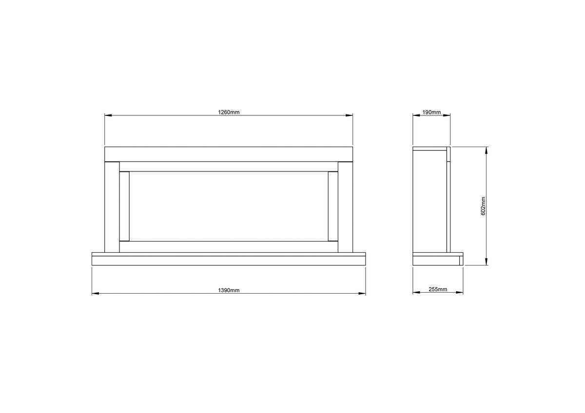 Dimensions / Drawings Of FLARE Elyce Grande 55" Wall Mounted Electric Fire