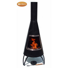 Gardeco Black Cono Steel Chimenea With Stainless Steel Mouth Rim | SKU: CONO-125-SS | Barcode: 5031599034911