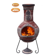 Gardeco Azteca Mexican Chimenea In Red With Grey Mouth And Top | SKU: C8AZ.02 | Barcode: 5031599049472