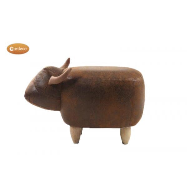Gardeco Cocoa The Brown Cow Leatherette Footstool | SKU: FS-COW-BR | Barcode: 5031599048888