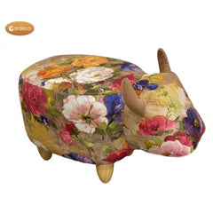 Gardeco Rosie The Flower Pattern Cow Footstool | SKU: FS-COW-FL2 | Barcode: 5031599050461