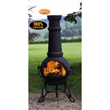 Gardeco Toledo XL Cast Iron Chimenea In Black In A Garden Setting