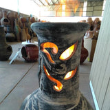 Funnel Close-Up Of Gardeco Wyre EL Dragon Grey Chiminea With Cut-Outs To See Flames With Burning Fuel Inside | SKU: WYRE.55 | Barcode: 5031599048567 