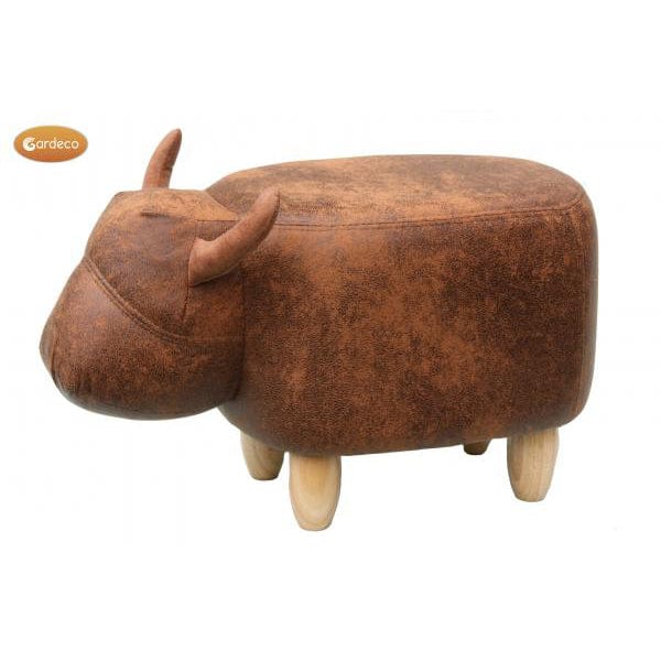 Gardeco Cocoa The Brown Cow Leatherette Footstool | SKU: FS-COW-BR | Barcode: 5031599048888