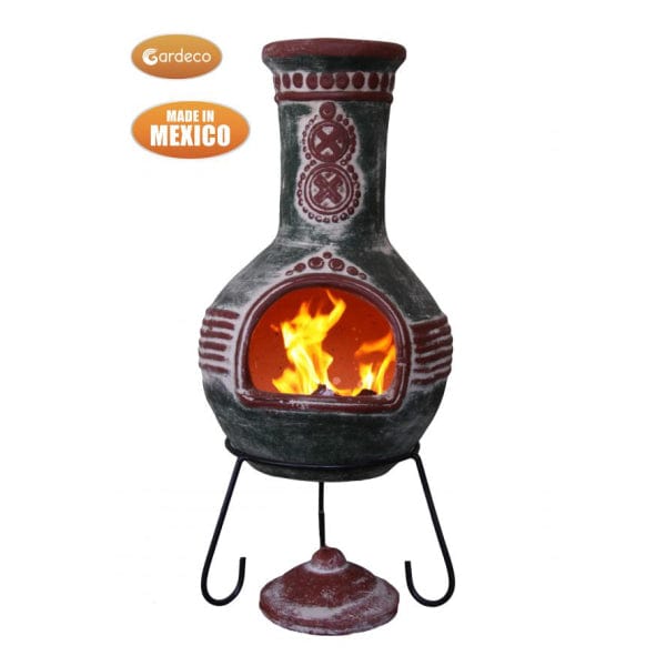 Gardeco Azteca Extra Large Mexican Chimenea In Green And Red | SKU: C8AZ.03 | Barcode: 5031599049762