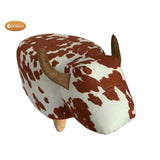 Gardeco Lilian The Brown And White Spotted Cow Velvet Footstool | SKU: FS-COW-SB | Barcode: 5031599049717