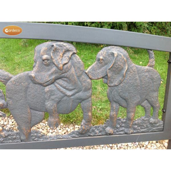 Gardeco Steel Framed Cast Iron Bench With Puppies | SKU: BENCH-PUPPIES | Barcode: 5031599047317