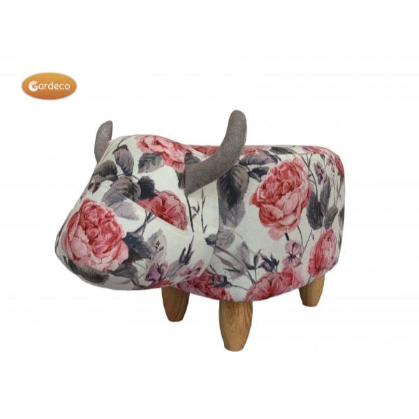 Gardeco Flora The Flower Pattern Cow Footstool | SKU: FS-COW-FL | Barcode: 5031599049755