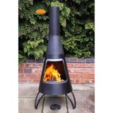 Gardeco Black Cono Steel Chimenea With Stainless Steel Mouth Rim With Burning Fuel Inside | SKU: CONO-125-SS | Barcode: 5031599034911