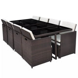 VidaXL Brown Poly Rattan 13 Piece Outdoor Dining Set With Cushions | SKU: 42603 | UPC: 8718475502081