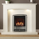 FLARE Emelia White Micro Marble Fireplace Surround With Smartsense Undermantel Lighting Pictured In A Room Setting