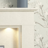 FLARE Madalyn Micro Marble Fireplace Surround With Smartsense Undermantel Lighting Complete With FLARE Gas Fire And Pictured In A Room Setting