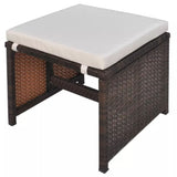 Stool From VidaXL Brown Poly Rattan 13 Piece Outdoor Dining Set With Cushions | SKU: 42603 | UPC: 8718475502081