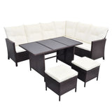 VidaXL Brown Poly Rattan 4 Piece Garden Lounge Set With Cushions | SKU: 43105 | Barcode: 8718475506683