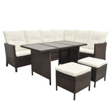 VidaXL Brown Poly Rattan 4 Piece Garden Lounge Set With Cushions | SKU: 43105 | Barcode: 8718475506683