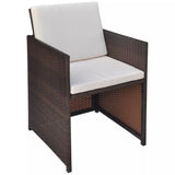 Chair With Cushion From VidaXL Brown Poly Rattan 13 Piece Outdoor Dining Set With Cushions | SKU: 42603 | UPC: 8718475502081