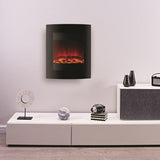Ekofires 1011 Curved Black Glass LED Wall Mounted Electric Fire