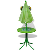 Table With Folded Parasol From VidaXL 3 Piece Kids' Garden Bistro Set With Parasol In Green | SKU: 41843 | UPC: 8718475960713