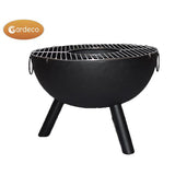 Gardeco Casa Black Steel Fire Bowl With BBQ Grill, 70cm Diameter | SKU: CASA-70 | Barcode: 5031599047348