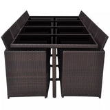 VidaXL Brown Poly Rattan 13 Piece Outdoor Dining Set With Cushions | SKU: 42603 | UPC: 8718475502081