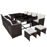 VidaXL Brown Poly Rattan 13 Piece Outdoor Dining Set With Cushions | SKU: 42603 | UPC: 8718475502081